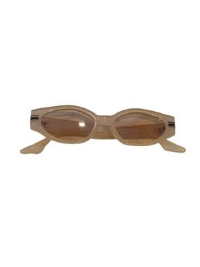 Beige Oval Retro Sunglasses